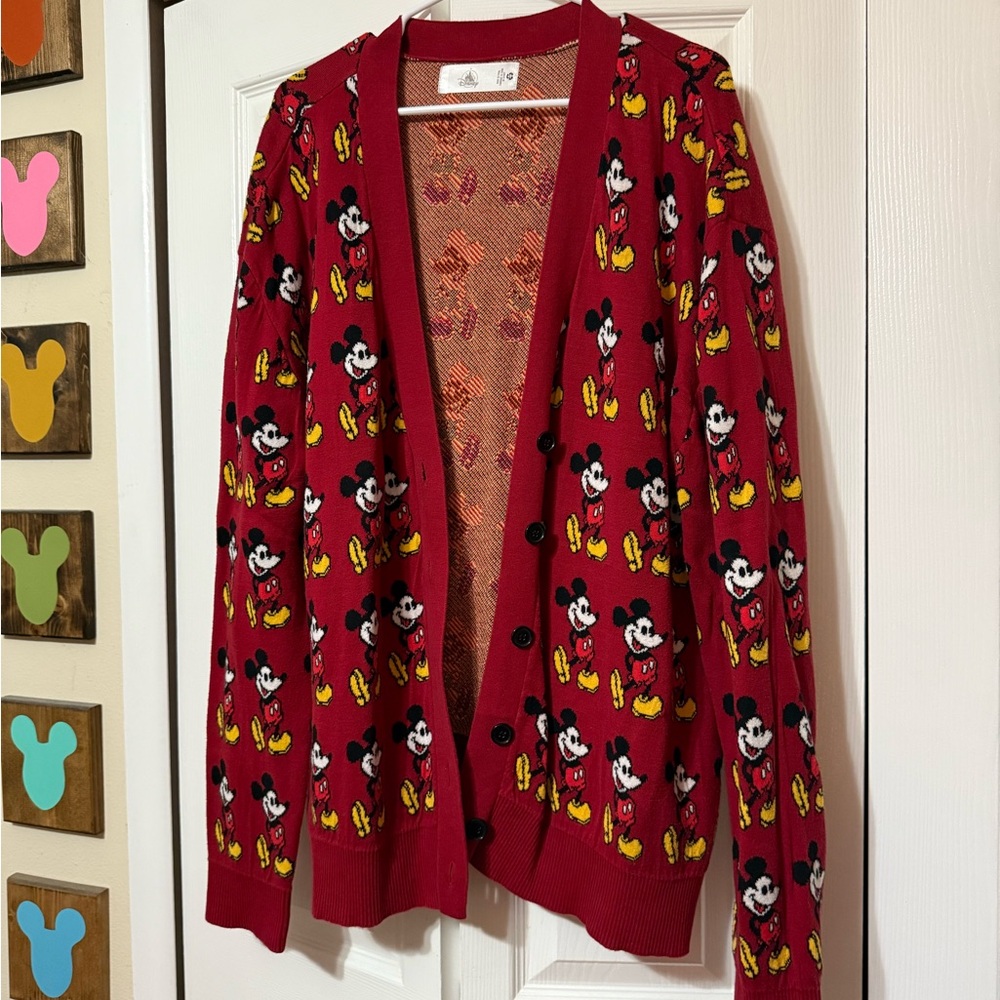 Disney Women's Red Mickey Mouse Cardigan